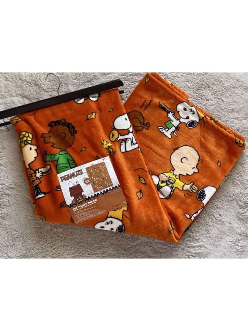 Peanuts Snoopy Charlie Brown Fall Thanksgiving Throw Blanket 50” X 70” NEW